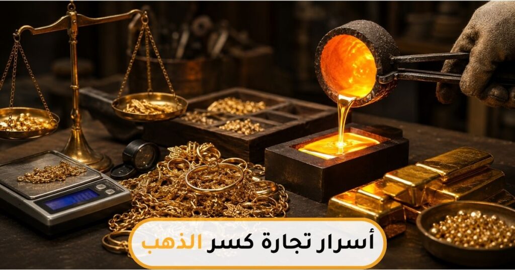 تجارة كسر الذهب وإعادة تدوير المشغولات الذهبية داخل مصنع صهر الذهب وتحويلها إلى سبائك ومجوهرات جديدة