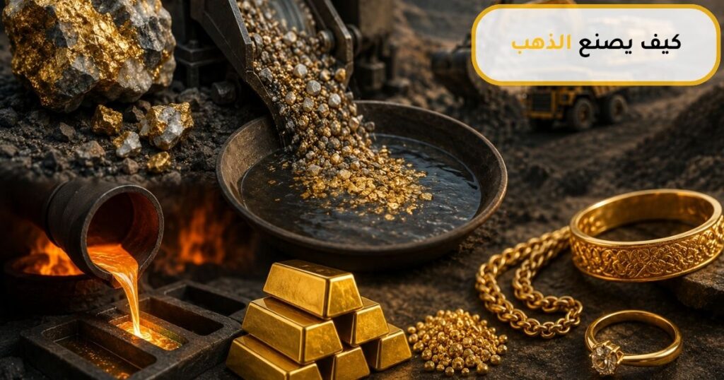 كيف يُصنع الذهب من المناجم حتى يتحول إلى سبائك ومجوهرات